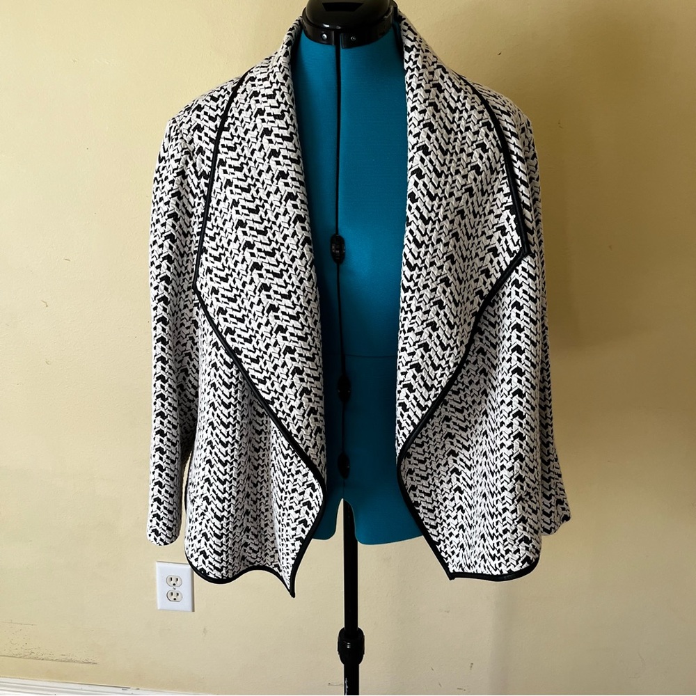 Calvin Klein Black and White Open Front Jacket